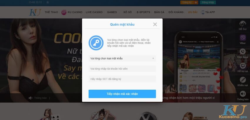 Quên mật khẩu ku casino phải làm sao?