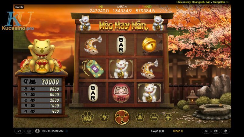 Mèo may mắn - trò chơi siêu hót tại nổ hũ Ku casino